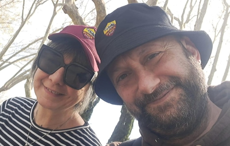Massimo Tuci con la moglie Valentina al seguito della Roma